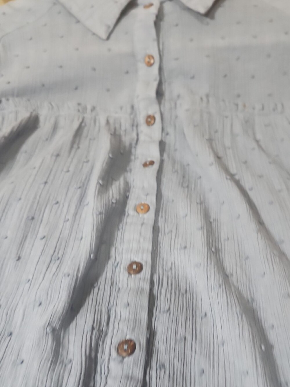 easel Blue Textured Button-Up Blouse Labeled Small Is Oversized See Measuring - Picture 4 of 13